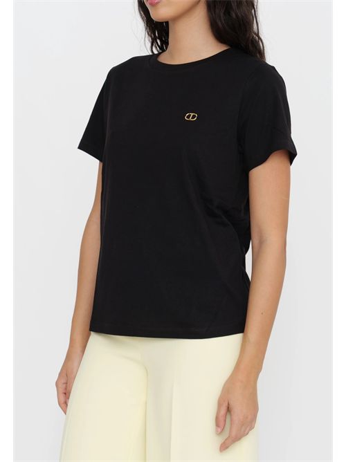 T-shirt con logo Oval T di strass TWINSET | TT2040/00006